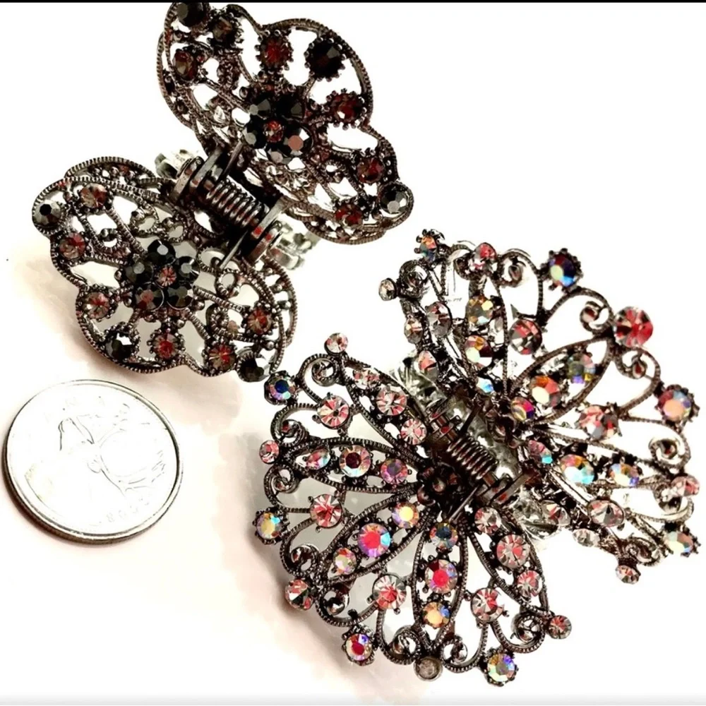 #183 Beautiful butterfly, jeweled, hair clips prices for one two available - Picture 5 of 13